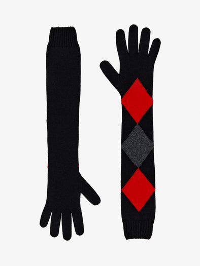 Proenza Schouler Still Life aerial image of Vivian Gloves In Argyle Cashmere Knit in Black Multi