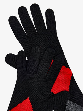 Proenza Schouler Still Life detail image of Vivian Gloves In Argyle Cashmere Knit in Black Multi