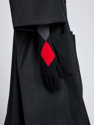Proenza Schouler image of model wearing Vivian Gloves In Argyle Cashmere Knit in Black Multi