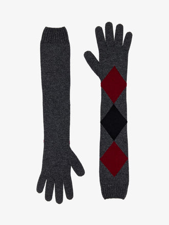 Proenza Schouler Aerial image of Vivian Gloves in Argyle Cashmere Knit in Grey Multi