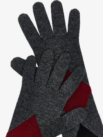 Proenza Schouler Detail image of Vivian Gloves in Argyle Cashmere Knit in Grey Multi