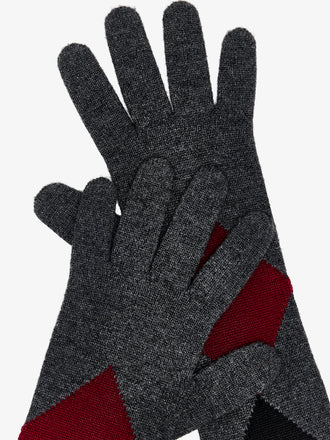 Proenza Schouler Detail image of Vivian Gloves in Argyle Cashmere Knit in Grey Multi