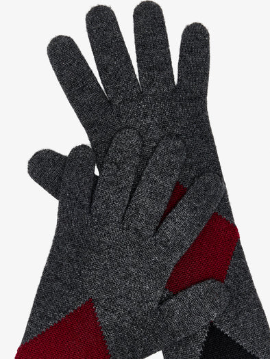 Proenza Schouler Detail image of Vivian Gloves in Argyle Cashmere Knit in Grey Multi