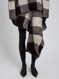 Proenza Schouler Detail image of model wearing Kai Skirt in Brushed Glenplaid Knit in Brown Multi