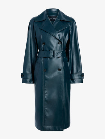 Proenza Schouler Still Life image of Benedetta Trench Coat in Coated Cotton in Bottle Green
