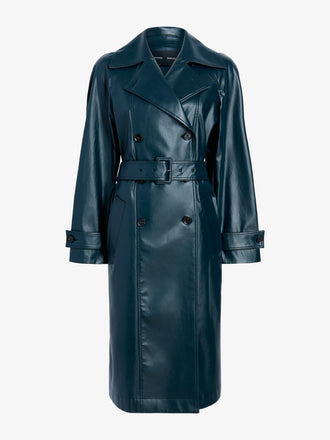 Proenza Schouler Still Life image of Benedetta Trench Coat in Coated Cotton in Bottle Green