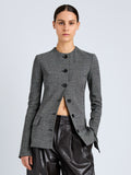 Proenza Schouler Front cropped image of model wearing Annemarie Jacket in Melange Suiting in Dark Grey Melange