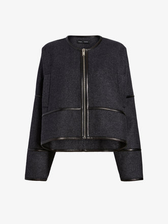 Proenza Schouler Still Life image of Ticiana Jackets in Double Wool Twill in Charcoal Melange