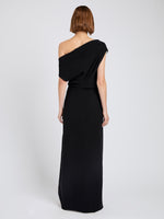 Proenza Schouler Back full length image of model wearing Rosina Dress in Light Double Crepe in Black