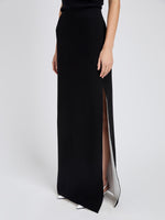 Proenza Schouler Detail image of model wearing Rosina Dress in Light Double Crepe in Black