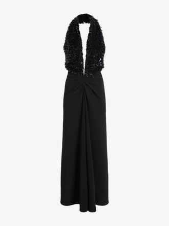 Proenza Schouler Still Life image of Moira Dress in Embroidered Compact Crepe in Black