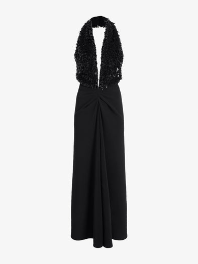Proenza Schouler Still Life image of Moira Dress in Embroidered Compact Crepe in Black