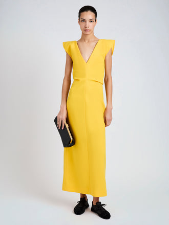 Proenza Schouler Front full length image of model wearing Mariam Dress in Wool Scuba in Canary