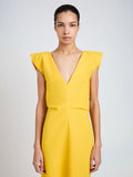 Proenza Schouler Detail image of model wearing Mariam Dress in Wool Scuba in Canary