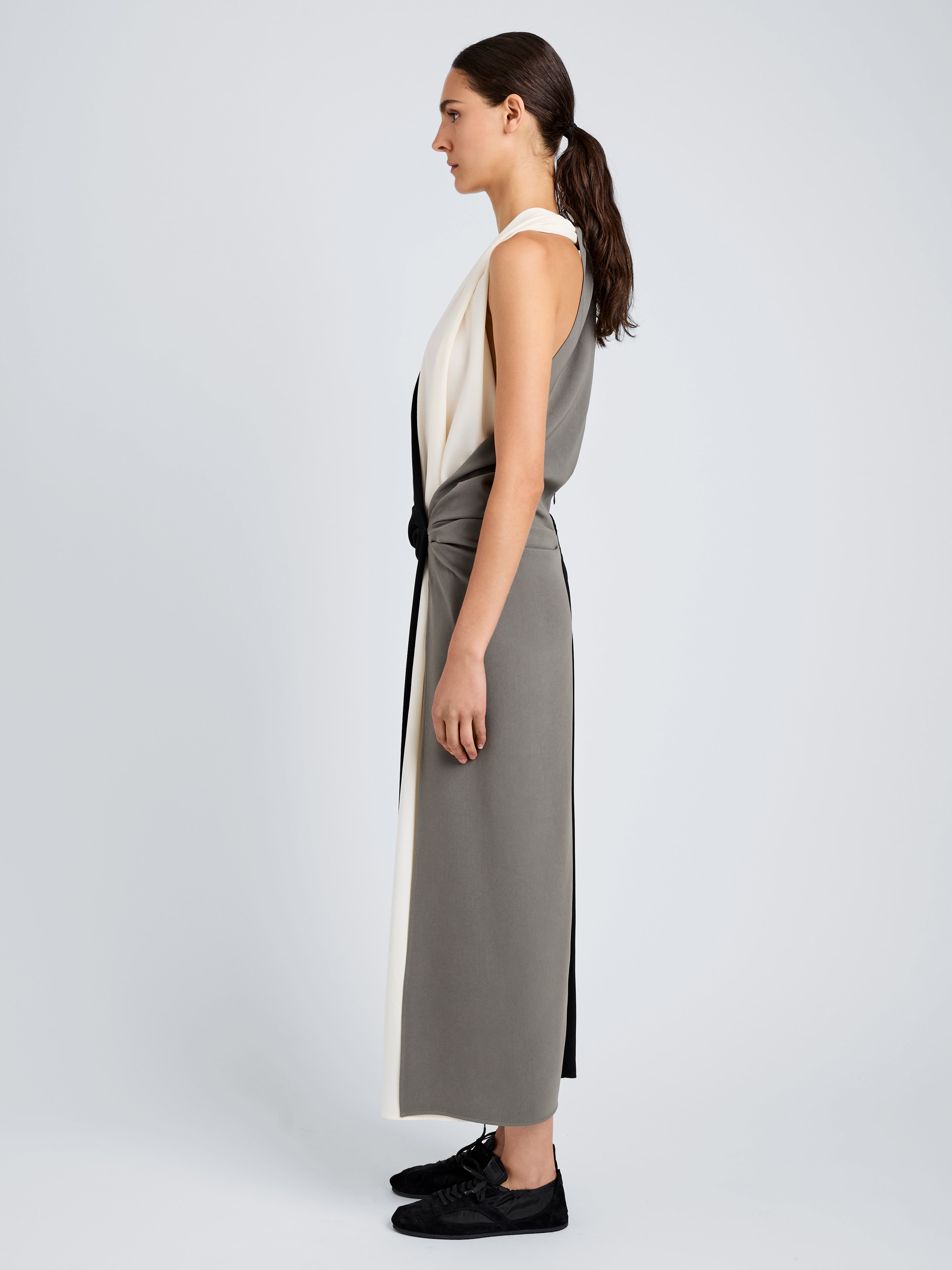 Proenza Schouler Elsa Dress in Matte Double Crepe - Black Multi