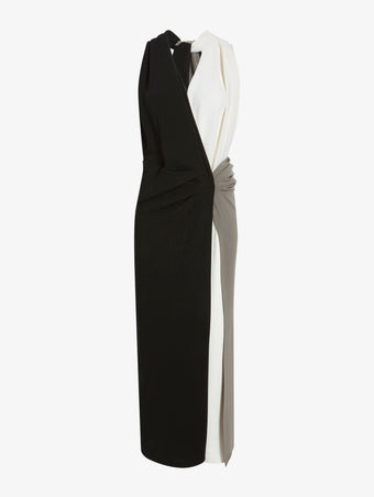 Proenza Schouler Still Life image of Elsa Dress in Matte Double Crepe in Black Multi