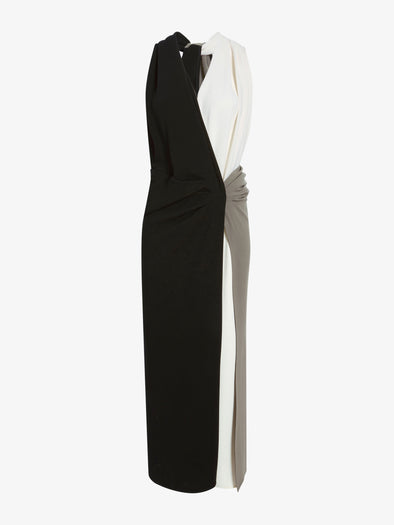 Proenza Schouler Still Life image of Elsa Dress in Matte Double Crepe in Black Multi