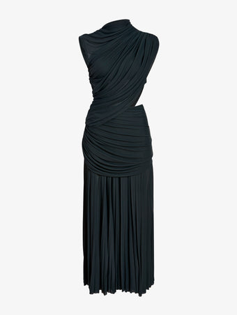 Proenza Schouler Still Life image of Irma Dress in Gauzy Jersey in Bottle Green