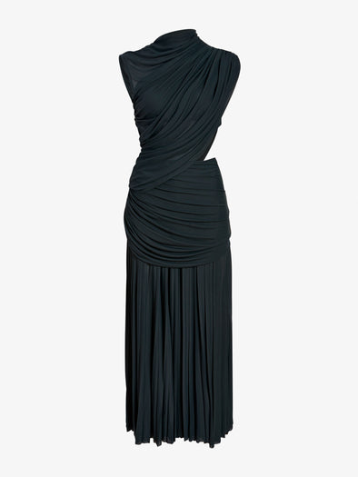 Proenza Schouler Still Life image of Irma Dress in Gauzy Jersey in Bottle Green