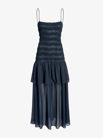 Proenza Schouler Still Life image of Michal Dress in Melange Georgette in Dark Navy