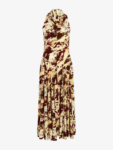 Proenza Schouler Still Life image of Adelide Dress in Printed Silk Viscose in Rust Multi