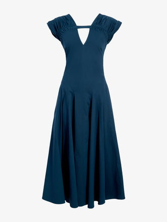 Proenza Schouler Still Life image of Manoela Dress in Eco Light Compact Poplin in Dark Spruce