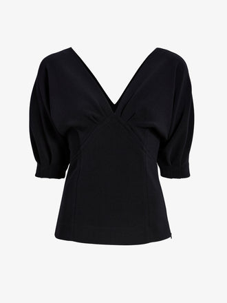 Proenza Schouler Still Life image of Darena Top in Compact Stretch Crepe in Black