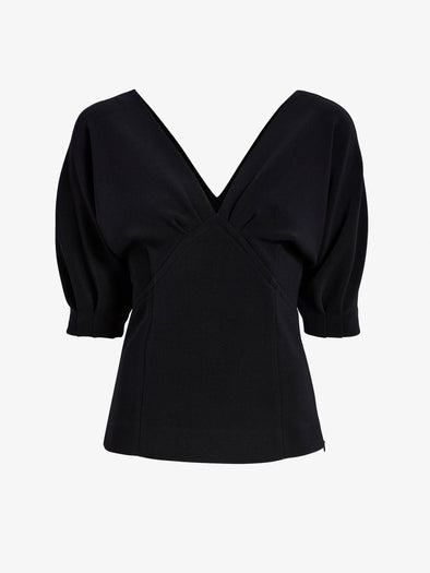 Proenza Schouler Still Life image of Darena Top in Compact Stretch Crepe in Black