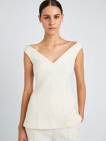 Proenza Schouler Front cropped image of model wearing Mariam Top in Wool Scuba in Off White
