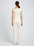 Proenza Schouler Back full length image of model wearing Mariam Top in Wool Scuba in Off White