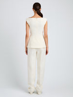 Proenza Schouler Back full length image of model wearing Mariam Top in Wool Scuba in Off White