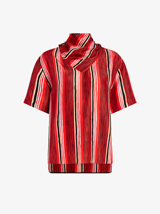 Proenza Schouler Still Life image of Amira Top in Printed Silk Habotai in Vermillion Multi