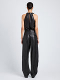 Proenza Schouler Back full length image of model wearing Iza Top in Classic Nappa in Black