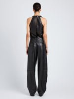 Proenza Schouler Back full length image of model wearing Iza Top in Classic Nappa in Black