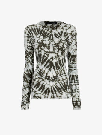 Proenza Schouler Still Life image of Mia Top in Tie Dye Tissue Jersey in Caper Multi