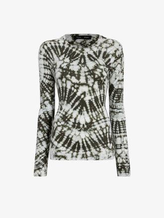 Proenza Schouler Still Life image of Mia Top in Tie Dye Tissue Jersey in Caper Multi