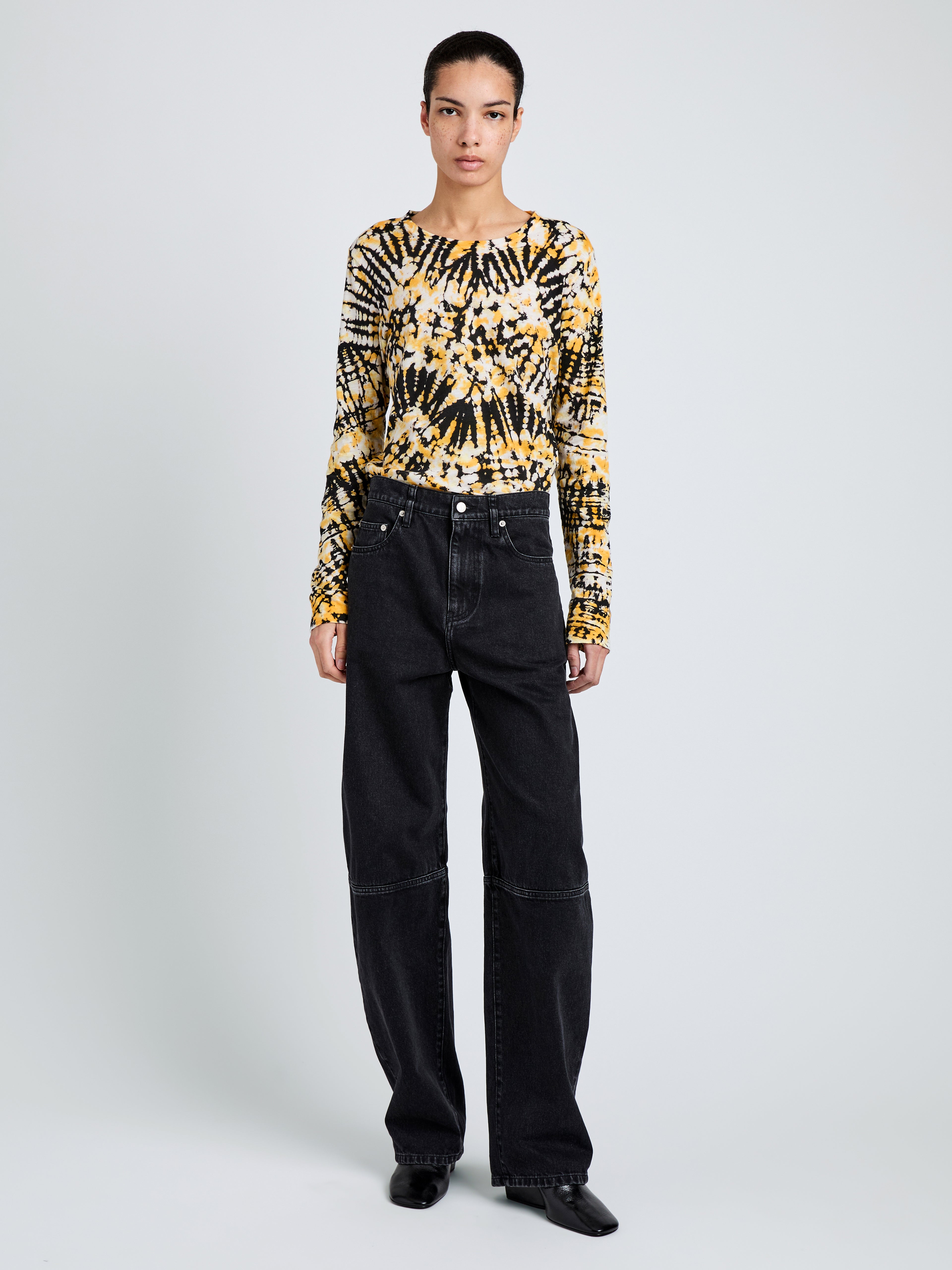Proenza Schouler Mia Top in Tie Dye Tissue Jersey - Sun Multi