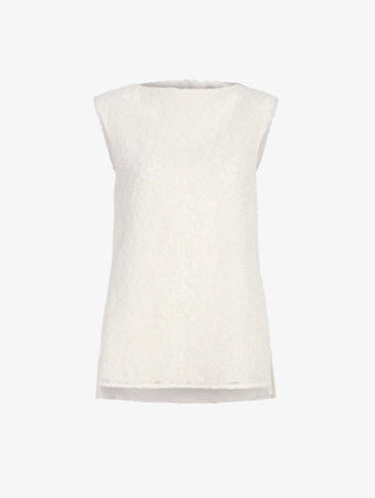 Proenza Schouler Still Life image of Virginie Top in Fringe Embroidery in Off White