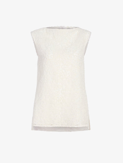 Proenza Schouler Still Life image of Virginie Top in Fringe Embroidery in Off White