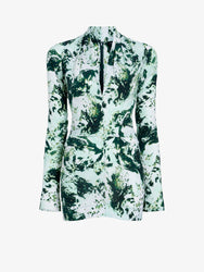 Proenza Schouler Still Life image of Adela Top in Printed Silk Viscose in Dark Green Multi