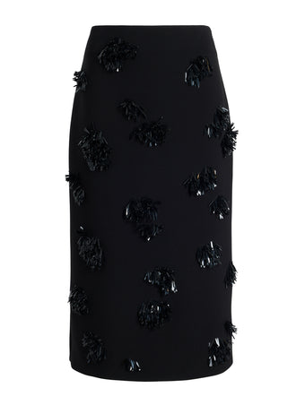 Proenza Schouler Still Life image of Moira Skirt in Embroidered Compact Crepe in Black