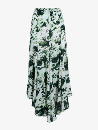 Proenza Schouler Still Life image of Joelle Skirt in Printed Silk Viscose in Dark Green Multi