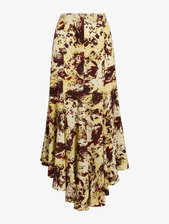 Proenza Schouler Still Life image of Joelle Skirt in Printed Silk Viscose in Rust Multi