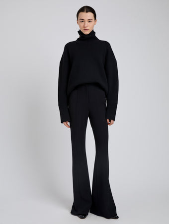 Proenza Schouler Front full length image of model wearing Kalea Pant in Compact Stretch Crepe in Black