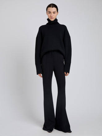 Proenza Schouler Front full length image of model wearing Kalea Pant in Compact Stretch Crepe in Black