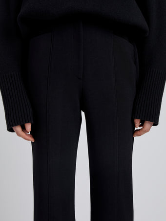 Proenza Schouler Detail image of model wearing Kalea Pant in Compact Stretch Crepe in Black