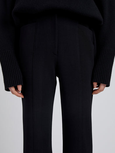 Proenza Schouler Detail image of model wearing Kalea Pant in Compact Stretch Crepe in Black