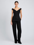Proenza Schouler Front full length image of model wearing Zee Pant In Wool Scuba in Black