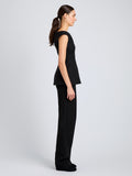 Proenza Schouler Side full length image of model wearing Zee Pant In Wool Scuba in Black