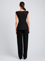 Proenza Schouler Back full length image of model wearing Zee Pant In Wool Scuba in Black